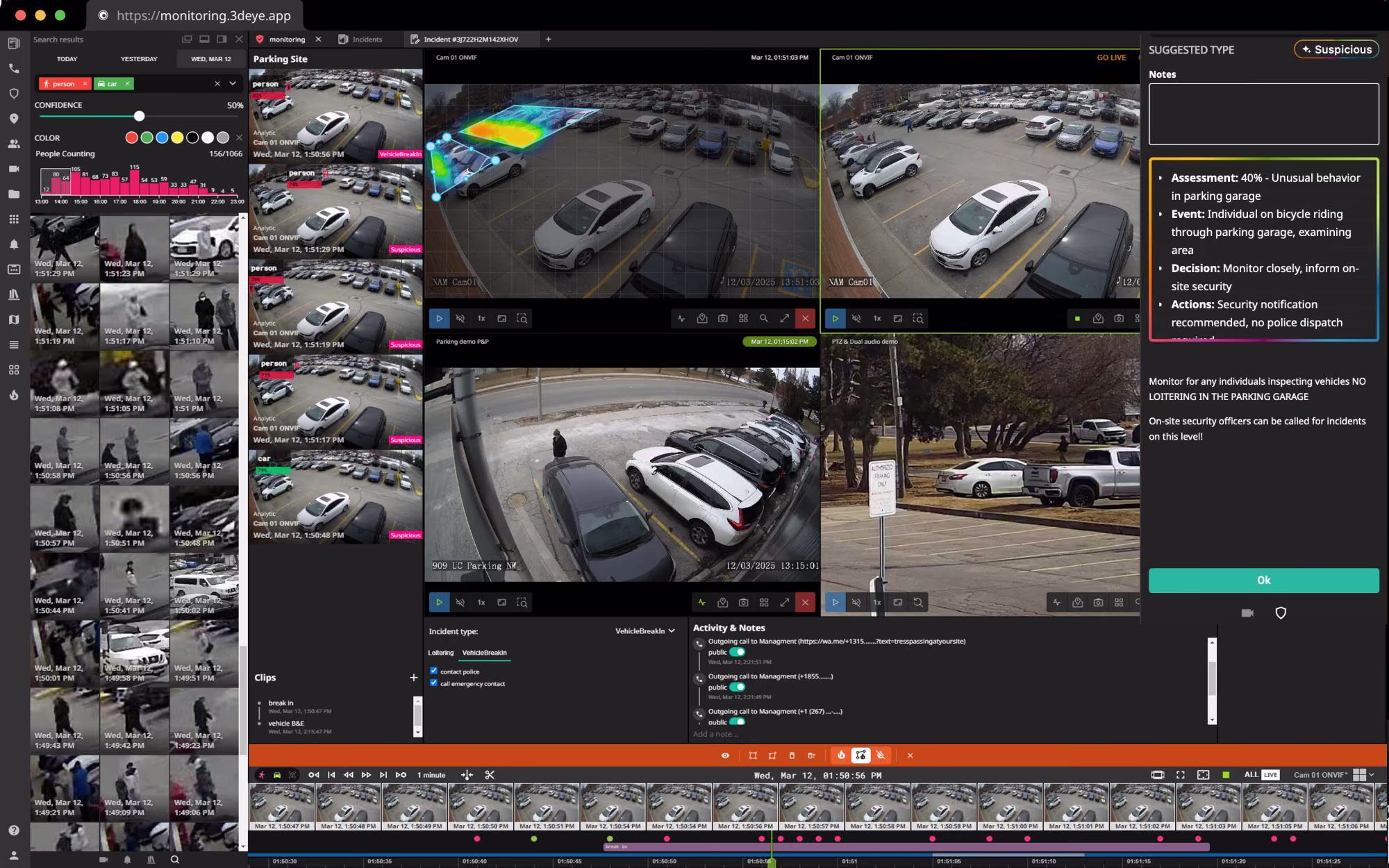 NextGen Monitoring Portal incident view with AI assessment